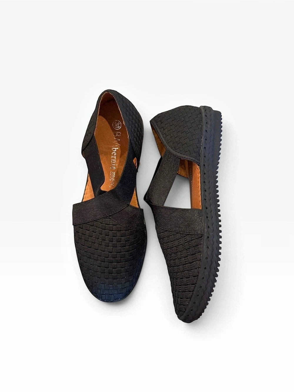 Bernie Mev Layla Black Woven Slip-On Shoes Almond Toe EU 35 US 5 & EU 38 US 7